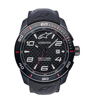 ALPINESTARS TECH WATCH 3 HANDS BLACK PVD STAINLESS STEEL CASE WITH CARBON FIBER DIAL AND PREMIUM INTEGRATED SILICONE STRAP