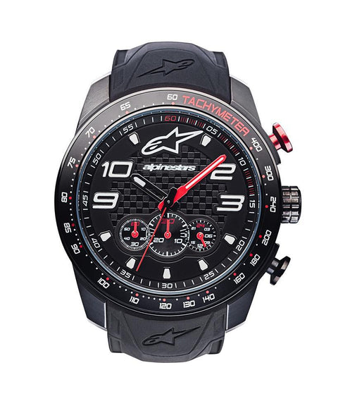 ALPINESTARS TECH CHRONO WATCH BLACK PVD STAINLESS STEEL CASE WITH INTEGRATED PREMIUM SILICONE STRAP