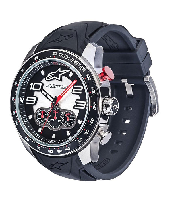 ALPINESTARS TECH CHRONO WATCH SATINED STAINLESS STEEL CASE WITH INTEGRATED PREMIUM SILICONE STRAP