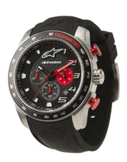 ALPINESTARS TECH WATCH MULTIFUNCTION TIMER STAINLESS STEEL CASE WITH INTEGRATED WHITE PREMIUM SILICONE STRAP