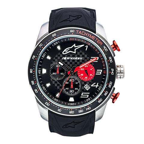 ALPINESTARS TECH WATCH MULTIFUNCTION TIMER STAINLESS STEEL CASE WITH INTEGRATED WHITE PREMIUM SILICONE STRAP