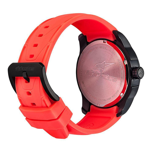 ALPINESTARS TECH WATCH 3 HANDS BLACK STAINLESS STEEEL CASE - ORANGE ACCENT WITH INTEGRATED SILICONE STRAP