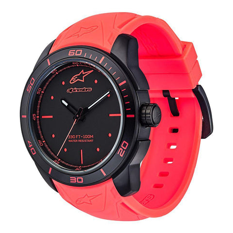 ALPINESTARS TECH WATCH 3 HANDS BLACK STAINLESS STEEEL CASE - ORANGE ACCENT WITH INTEGRATED SILICONE STRAP