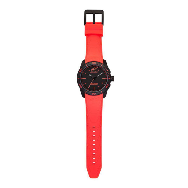ALPINESTARS TECH WATCH 3 HANDS BLACK STAINLESS STEEEL CASE - ORANGE ACCENT WITH INTEGRATED SILICONE STRAP
