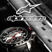 ALPINESTARS TECH WATCH MULTIFUNCTION TIMER STAINLESS STEEL CASE WITH INTEGRATED WHITE PREMIUM SILICONE STRAP